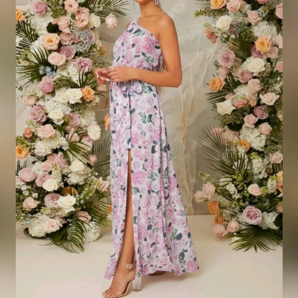 Purple Floral One Shoulder Maxi Dress Size 2 & 12 NWOT - Picture 6 of 7